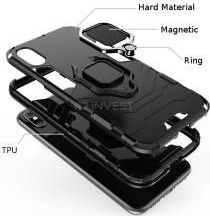 Mbrojtëse telefoni Armor për Huawei P Smart 2020, hibride TPU, me unazë magnetike, e zezë