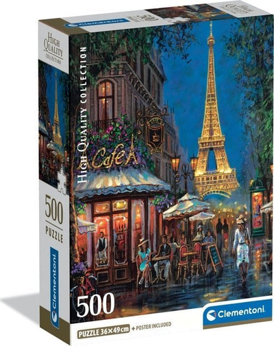 Puzzle Clementoni Compact Night at the Eiffel, 500 pjesë, 36x49cm, shumëngjyrësh