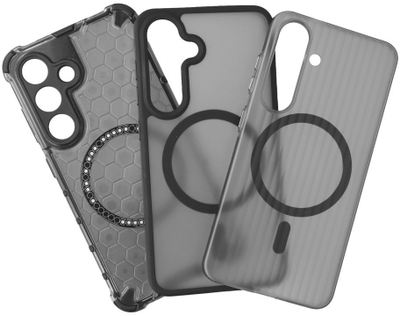 Сет маски 4smarts Qi2 Upgrade 3 за Samsung Galaxy S25, 3 парчиња, со магнет, сива