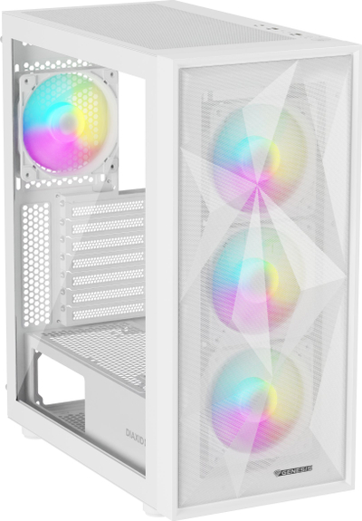 Kuti PC Genesis Diaxid 605 ARGB, ATX, 4x120mm fan, e bardhë