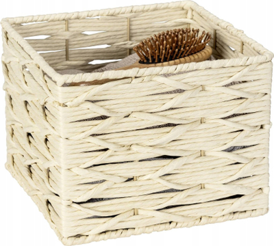 Kuti dekorative WENKO Badbox Vabriano Large, thurje letre, kornizë metalike, bezhë