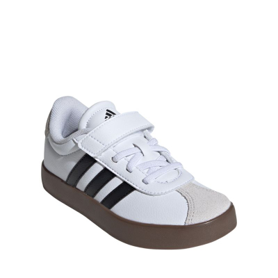 Atlete për kalamaj Adidas VL Court 3.0 Jr ID9155, lëkurë, mbyllje me shirit ngjitës, bardh e zi