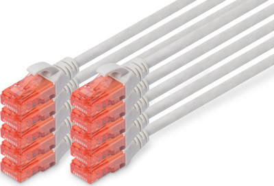 Kabllo rrjeti Digitus CAT6 U UTP Patch Cord, LSZH, set 10 copë, gri