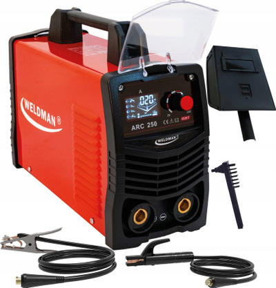 Inverter saldimi Weldman ARC 250 LCD Synergy, 250A, set standard, i kuq