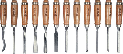 Set daltash druri Vorel 25570, 12 copë, doreza druri, metalik natyral