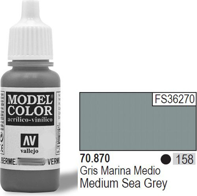 Bojë akrilike Vallejo Model Color Medium Sea Grey, 17ml, gri mesatare