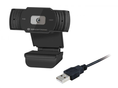 Kamerë web Conceptronic AMDIS04B, Full HD 1080p, mikrofon me reduktim zhurme, e zezë