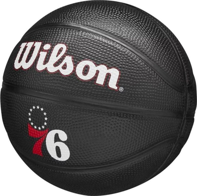 Top basketbolli Wilson Team Tribute Philadelphia 76ers Mini, për çuna e kalamaj, madhësi mini, gome, i zi