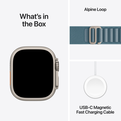 Apple Watch Ultra 3 Cellular 49mm Natural Titanium Case with Light Blue Alpine Loop, Small