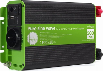 Konvertues Gembird 12V/ 230V, 500W/ 1000W, i gjelbër/ i zi