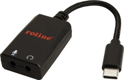 Adapter audio Roline USB Type C në 2x 3.5mm, 0.13m, i bardhë
