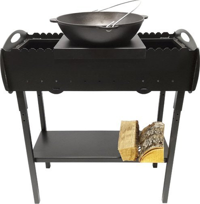 Mbajtës kazanësh DM Grill GR-067, për gatim në natyrë, metal, i zi