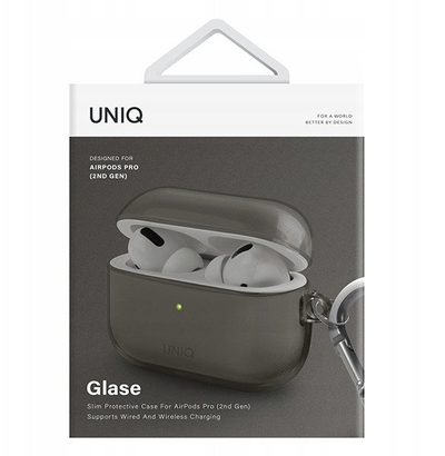 Çantë mbrojtëse Uniq Glass Case për kufje, e tejdukshme, kafe