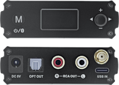 Receiver Bluetooth InLine HiFi 5.1 dhe USB DAC, RCA dhe Toslink, me ekran, i zi