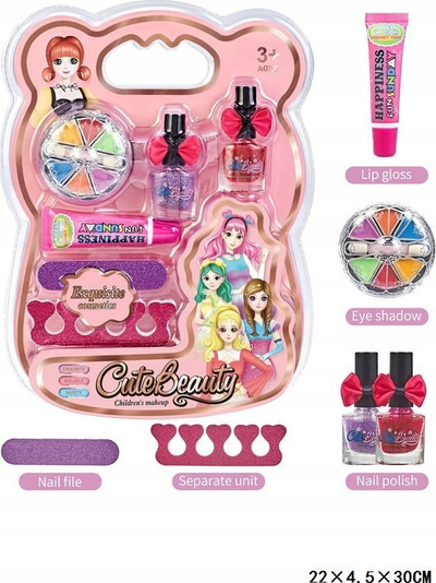 Set grim për kalamaj Neo Cute Beauty, me llak thonjsh dhe lip gloss, shumëngjyrësh