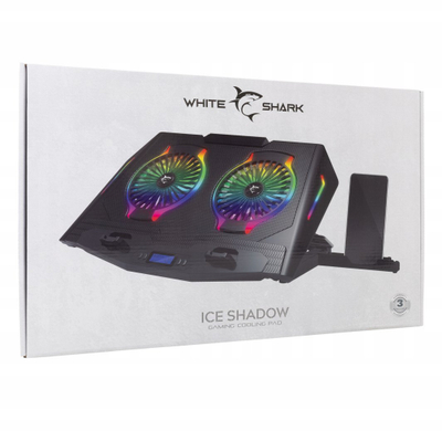 Bazë ftohëse laptopi White Shark Ice Shadow, deri 17.3", RGB, e zezë