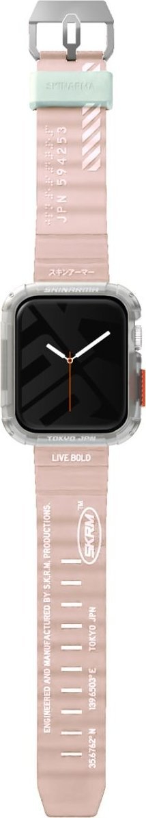 Rrip për Apple Watch Skinarma Shokku, 42 44 45mm, silikon, rozë e çelët