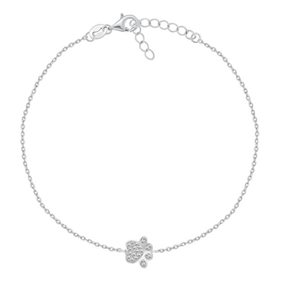 Byzylyk për femra Brilio Silver Anklet Paw ANK109W, i argjendtë