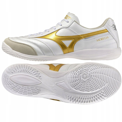 Патики за футсал Mizuno Morelia Sala Elite IN, паркет, бели со златна боја