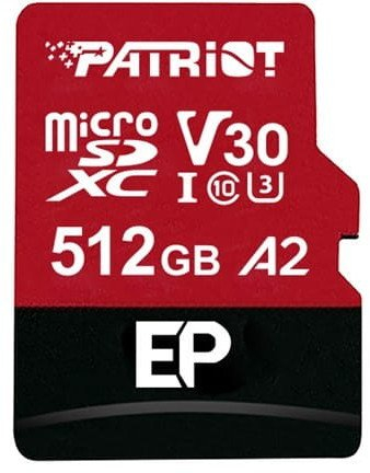 Kartelë memorie Patriot EP Series PEF512GEP32MCX, 512GB, Micro SDXC V30 A2 UHS I U3