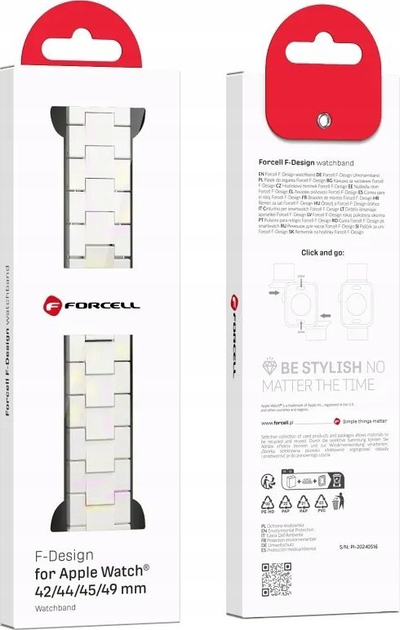 Rrip ore Apple FORCELL F-DESIGN FA04, me rrëshirë mermeri, 42 44 45 49 mm, i bardhë