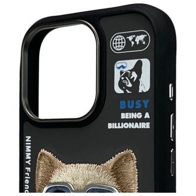Kapak telefoni Nimmy Cool&amp;Cute 2.0 Dog për iPhone 16 Pro Max 6.9", TPU PC, i zi