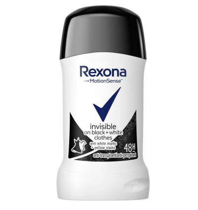 Deodorant Stick Rexona, invisible on black + white 48H, 40 ml