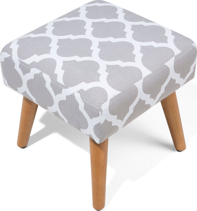 Tabure OSAGE Footstool, formë kubike, këmbë druri, gri me motiv të bardhë