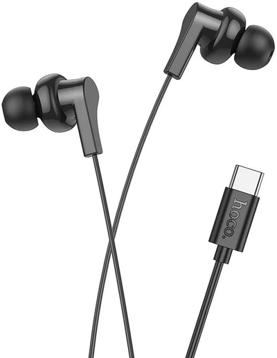 Kufje me kabllo Hoco M114, USB C, me mikrofon, ngjyrë e zezë