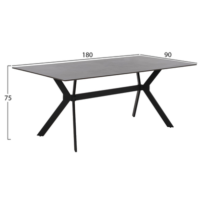 Tavolinë SYNTEC, gur sintër, 160×90×75 cm (HM9308.03), zezë