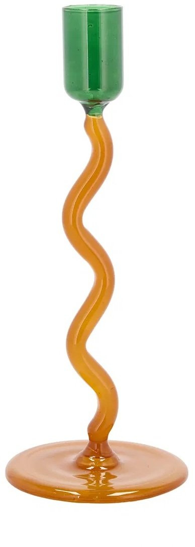 Mbajtëse qiri Lumarko Style Glass, xham dekorativ, jeshile amber