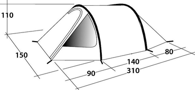 Çadër kampingu Outwell Earth 2, për 2 persona, tunel, blu