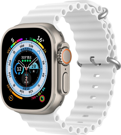 Rrip ore Dux Ducis OceanWave për Apple Watch, 45 44 42mm, silikon, i bardhë