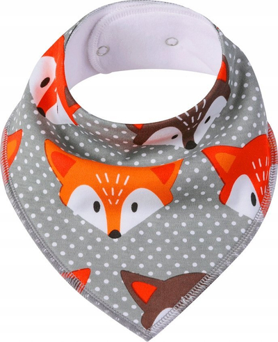 Përparëse-shall pambuku “Cotton Bib Scarf with Foxes”, pambuk 100%, që s’e merr uji, shumëngjyrëshe