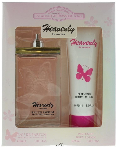 Set dhurate parfumi Designer French Collection Heavenly, Eau de Parfum 90 ml, locion trupi 90 ml