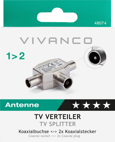 Ndarës antene Vivanco 48074, me 2 dalje, 5-1000MHz, trup metalik