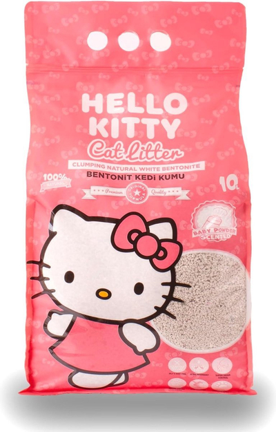 Песок за хигиена Hello Kitty Bentonit за мачки, 10L, мирис baby powder