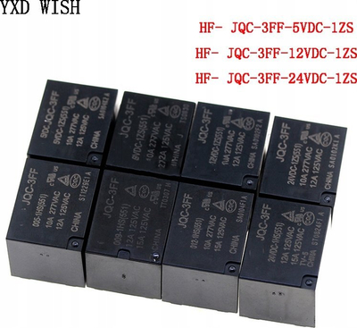 Relè elektromagnetik HF JQC-3FF, 12V DC, 10A 250V AC, i zi