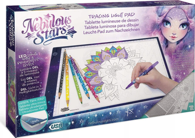 Set vizatimi Nebulous Stars Deluxe Tracing Light Pad, dritë LED me 3 nivele, USB, me shumë ngjyra