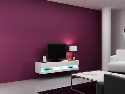 Kompensatë TV Cama RTVVIGO140N, 140cm, 2 rafte, e bardhë