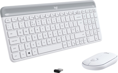 Set tastierë + maus Logitech MK470 Slim Wireless Combo, US, i bardhë