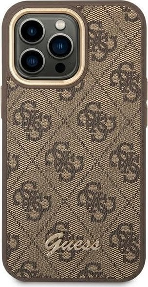 Kapak telefoni Guess për iPhone 14, PC TPU PU, 4G, ngjyrë kafe