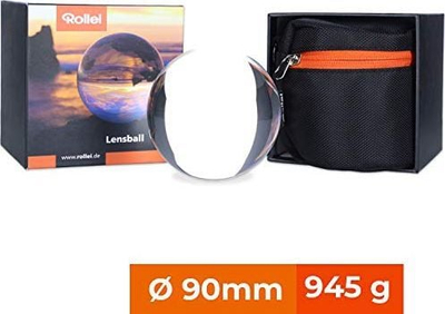 Кристален топче за фотографија Rollei Lensball 90mm, проѕирно стакло, со заштитна торбичка, транспарентно