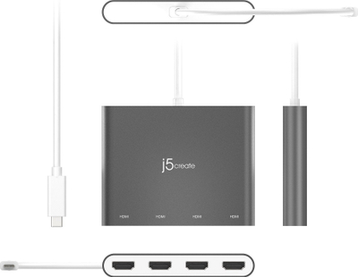 Stacion dokimi j5create JCA366-N, USB-C, deri 4 ekrane HDMI, i bardhë