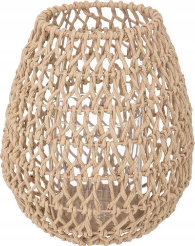 Mbajtëse qiriri Atmosphera Etel, metal me xham, 23 cm, bezhë