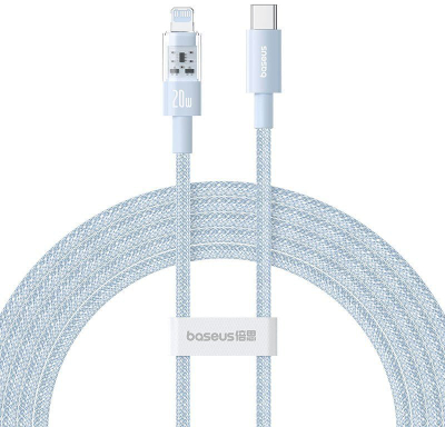 Kabllo karikimi Baseus Gem USB C në IP, 20W, 2 m, blu