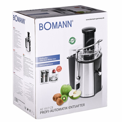 Shtrydhëse frutash Bomann AE 1917, centrifugale, çelik inox, e zezë metalike
