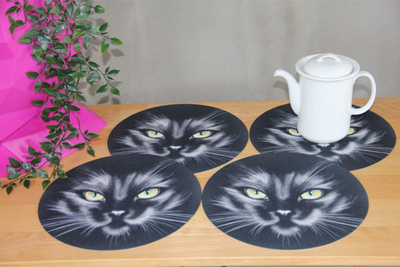 Nënshtrues tavoline Bertoni Round Table Mat, set 4 copë, 33 cm, nero