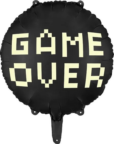 Balonë me shkrim PartyDeco Game Over, 45cm, e zezë