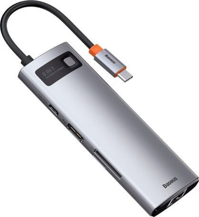 Replikator Baseus Metal Gleam 8in1 USB-C (CAHUB-CV0G), i argjendtë